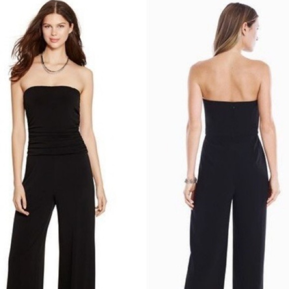 White House black market like new ankle strapless dressy jumpsuit with waist tie